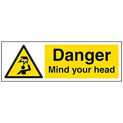 Image of V Safety Danger Mind Your Head Sign Landscape 300mm X 100mm 1mm Rigid Plastic