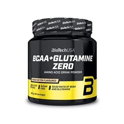 Image of BioTechUSA BCAA + Glutamine Zero 40 Servings Vegan Sugar Free Gluten 2:1:1 Ratio BCAAs 480 g Peach ice Tea