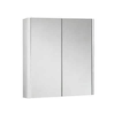 Image of Milano Lurus Modern White 617mm x 650mm Wall Mounted 2 Mirrored Door Bathroom Cabinet