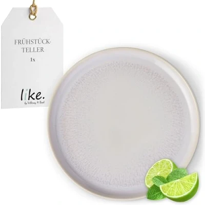 Image of like. by Villeroy &amp; Boch Crafted Cotton, Breakfast Plate, Premium Porcelain, Dishwasher Safe, Microwave Stackable, Dinner Crockery