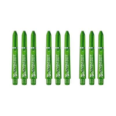 Image of RED DRAGON Peter Wright Snakebite Signature Series Short Green Stems 3 Sets Per Pack (9 Shafts in Total)