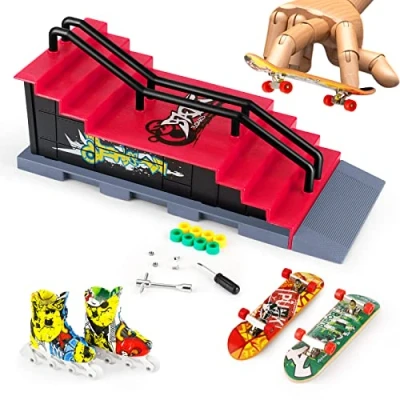 Image of MOMSIV Mini Finger Skateboard and Ramp Accessories Set (F)