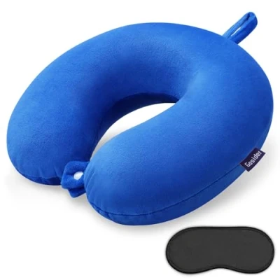 Image of Gosider Neck Pillows for Travel Comfortable Pillow Memory Foam U Shape Support and Head Portable Suitable Airplane, Trains, Car Travelings, Sky Blue