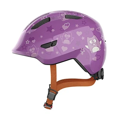 Image of ABUS Smiley 3.0 Children&#039;s Helmet, Bicycle Helmet for Toddlers with Deep Fit, Child Friendly Designs, Space Pigtail, Unisex, Purple (purple star)