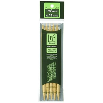 Image of clover 7 inch Takumi Bamboo Double Point Knitting Needles Size 11/8mm, Pack of 5