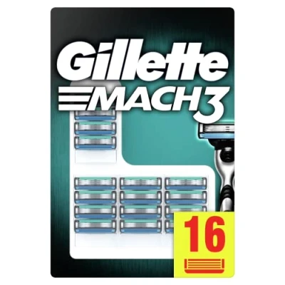 Image of Gillette Mach3 Replacement Razor Blades for Men, 16 Pcs Made of Precision Cut Steel Provides Shaving Up To 15 Times Per Blade