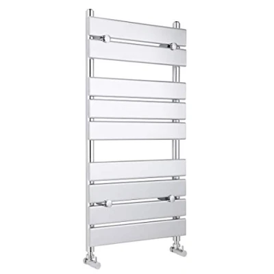 Image of Hudson Reed HL382 Piazza Modern Bathroom Vertical Wall Hung 9 Bar Heated Towel Rail, 950mm x 500mm, Chrome, Set of 2 Pieces