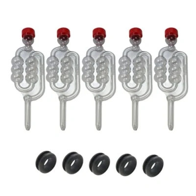 Image of Almost Off Grid 5 x Bubbler Airlocks and Grommets for Brewing Buckets, Mason Jars, Homebrewing, Winemaking, Mead Making, Beer Cider Fermenting