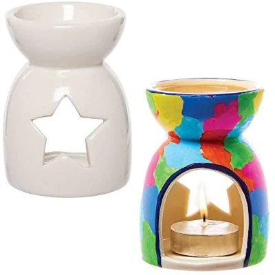 Image of Baker Ross FC909 Porcelain Oil Burners Pack of 2, Painting Craft Kit for Adults, Tealight