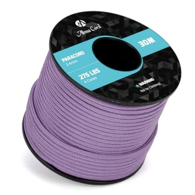 Image of Abma Cord 2.4mm Paracord 275 30m Nylon Rope 4 Strands Tactical Parachute Max. 125kg (275lbs) Lilac