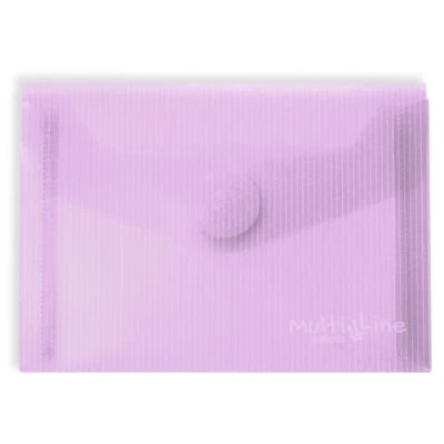 Image of Grafoplás Pack of 5 A6 Plastic Envelopes Velcro Closure Lavender Multiline 16 x 12 cm Transparent Striped Crystal Polypropylene Perfect for Small Documents