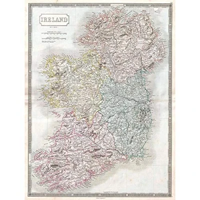 Image of Wee Blue Coo 1850 Hall Map Ireland Vintage Art Print Poster Wall Decor 12X16 Inch