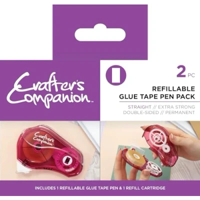 Image of Crafter&#039;s Companion Refillable Adhesive Glue Tape Rollers Straight Long Lasting 30m Length Permanent Includes One Refill Great for Cardmaking &amp; Scrapbooking