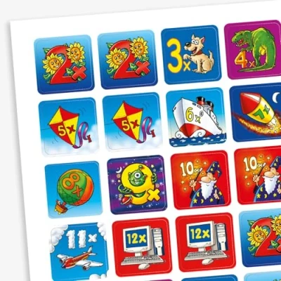 Image of 700 Mixed Times Table Square Childrens Pupils Reward Stickers &amp; Photocopiable Card 16mm Primary Teaching Services