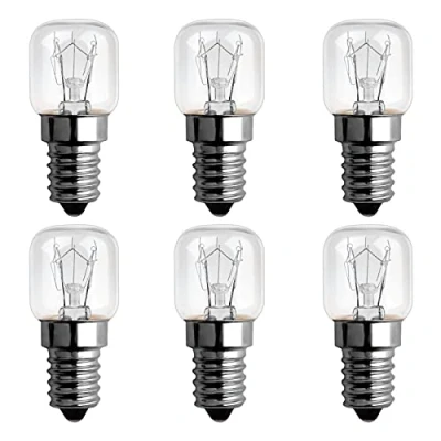 Image of SCNNC 15W E14 Oven Bulb Dimmable, 85LM Warm White 2300K, Light 300 Degree Heat Resistant, T22 Incandescent Bulbs for Himalayan Salt Lamp, Microwave, and Fridge, 6 Pack