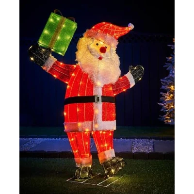 Image of WeRChristmas 3D Tinsel Santa with Gift Box Silhouette