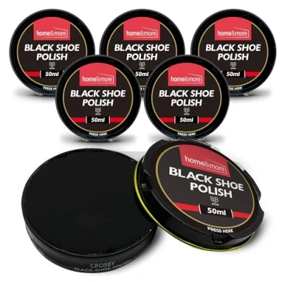 Image of SOL 6pk Black Shoe Polish 150ml Leather with Beeswax &amp; Carnauba Wax for Lasting Shine Cream Boot