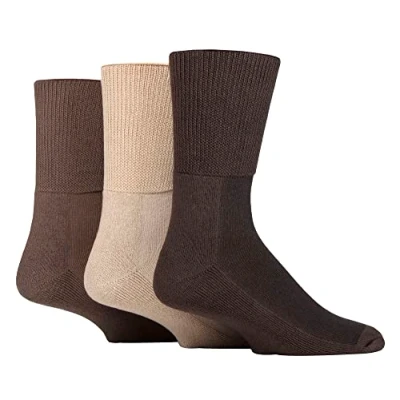 Image of IOMI Footnurse 3 Pack Unisex Extra Wide Bamboo Diabetic Socks 4 Sizes For Swollen Feet &amp; Legs Smooth Toe Seam Cushioned Foot (6 8 UK, Coffee Bean)