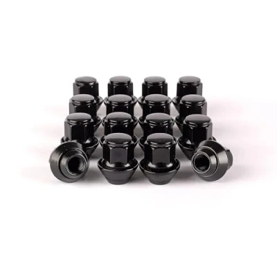 Image of RYBO Set of Black Alloy Wheel Nuts. M12 x 1.5, Taper Washer, 19mm Hex for Use With Ford Wheels &amp; More (16)