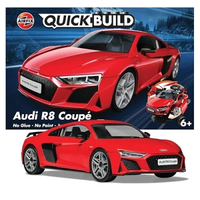 Image of Airfix QUICKBUILD Model Car Kit Audi R8 Coupe Red Building for Kids 6+, Construction Toys Boys &amp; Girls, No Glue Making Classic Gifts Plastic Kits