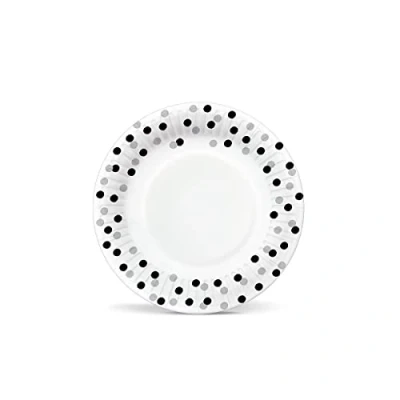 Image of PAW Paper Plates (18 cm) I 8 Pieces Colourful Disposable Ideal for Weddings, Communions, Parties, Birthdays Printed with Water Based Inks Colour: Confetti (Silver Black)