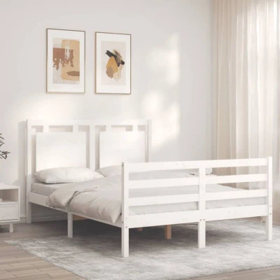 Image of vidaXL Bed Frame without Mattress White 140x190 cm Solid Wood