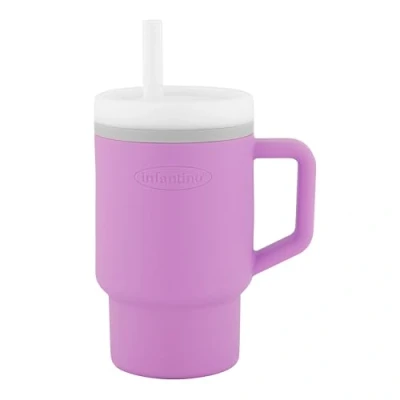 Image of Infantino My 1st Tumbler Süßer Minibecher mit Auslaufsicherem Strohhalm und Kleinkindfreundlichem Griff, Fördert das Trinken, Leicht zu Reinigen, 255 ml, Lilac