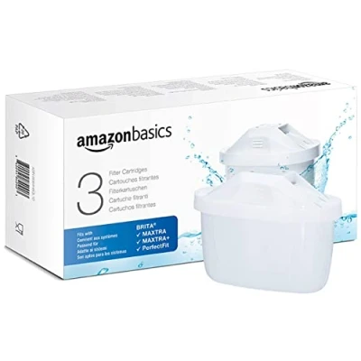 Image of Amazon Basics Water Filter Cartridges, fits and compatible with all BRITA jugs incl PerfectFit, 3 Count (Pack of 1)