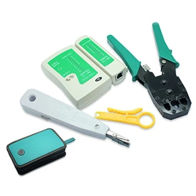 Image of NUZAMAS Ethernet LAN RJ11 RJ45 CAT5 Cable Tester Network Analyzer Wire Crimping Crimper Stripper Tool Kit Punch Down Networking Tools Set of 4