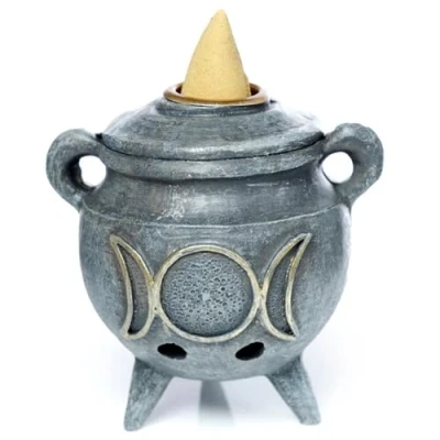 Image of Puckator Magic Cauldron Backflow Incense Burner Home Zen Meditation Decor Accessories Waterfall Cone Spiritual Feng Shui Gothic Goth Relaxation Gifts Gift Desk Ornaments