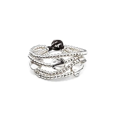Image of Uno de 50 Women&#039;s Bracelet Classics Silver Plated Leather Pearl 17 cm PUL0854MTLMAR0M