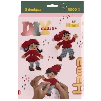 Image of Hama Beads DIY Box Christmas Fun Approx. 2.000 Fuse Beads, 1 Large Square Pegboard, Design Sheet, Instructions &amp; Ironing Paper Mosaic Decoration Arts Craft for Creative Children Ages 5+