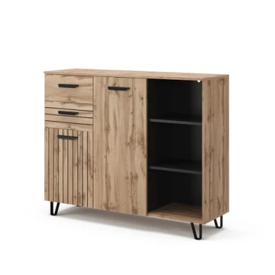 Image of Vicco Sideboard Amber, Brown, 120.1 x 100 cm with 2 drawers and doors
