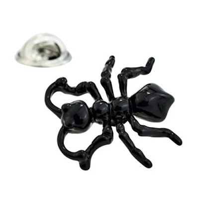 Image of Rhodium Plated Black Ant Insect Lapel Pin Badge AJTP206