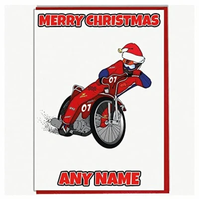 Image of AK Giftshop Personalised Speedway Rider Christmas Card