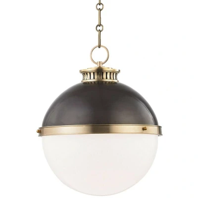 Image of Latham 1 Light Large Pendant Black, Gold, Glass