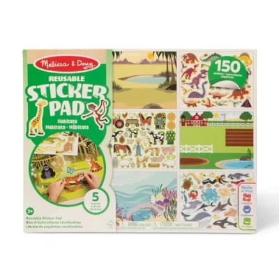 Image of Melissa &amp; Doug Reusable Sticker Books For 3+ Year Olds, Habitats Nature Book, Plane Activities Toddlers, Kids Travel Activity Packs, Childrens Age 3 4 Years