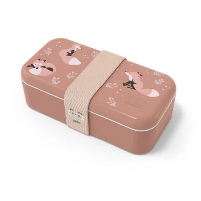 Image of monbento Kids Lunch Box MB Foodie Fox Cute Bento Made in France Ideal for Lunches or Snacks at School/Park BPA Free Food Grade Safe Pink