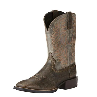 Image of ARIAT Men&#039;s Sport Wide Square Toe Western Boot, Fiddle Brown/Powder Brown, 9.5 UK