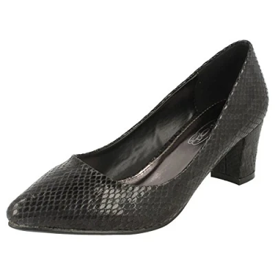 Image of Ladies Spot On Court Shoes Snake Print Black Size 5 UK / 38 EU