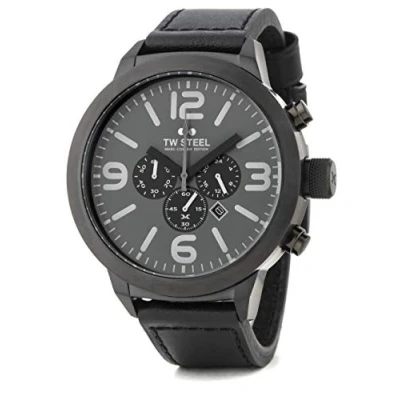 Image of TW Steel Marc Coblen edition chronograph with leather strap, 50 mm, grey sunray / black, TWMC67