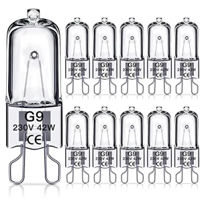 Image of SILKIT G9 Halogen Light Bulbs 42W, Dimmable Capsule Bulbs, Warm White 2800K, Flicker Free, 10 Pack