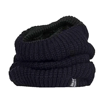 Image of HEAT HOLDERS Ladies Thick Winter Warm Fleece Lined Chunky Knit Thermal Neck Warmer (One Size, Black (Chunky))