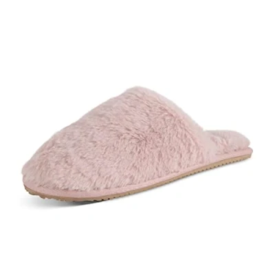 Image of Polar Womens Fluffy Slippers Bedroom with Anti Slip and Funny Quote on the Sole Memory Foam Warm House Indoors Soft Faux Fur Mule Slipper Sandals Pink AYC0935/UK6