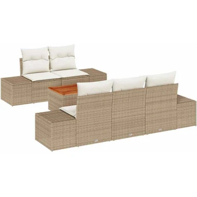 Image of vidaXL Garden Sofa Set 6 pcs Beige, white 55 x 37 cm