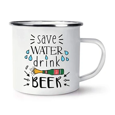 Image of Save Water Drink Beer Enamel Mug Cup