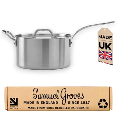 Image of Samuel Groves STP7506RH/NS Classic 26cm Non Stick Triply Saucepan with Lid Stainless Steel