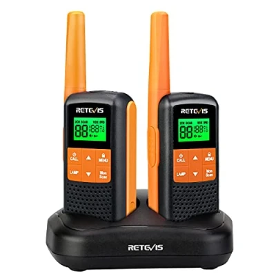 Image of Retevis RT649 Walkie Talkie, IP65 Waterproof License Free,1200mAh AA Rechargeable Battery,16 Channels 121CTCSS/DCS,VOX Torch Dual watch Talkies for Outdoor Hiking Camping (Orange, 2 Pcs)