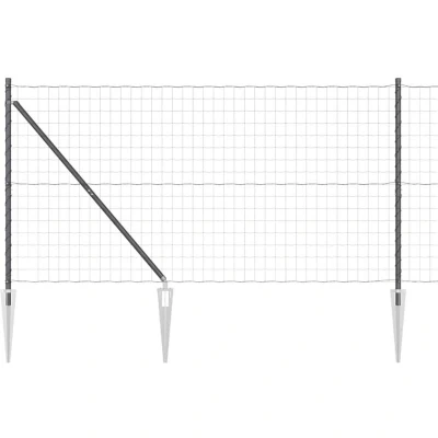Image of vidaXL Euro Fence with 13 Spike Posts 1.2x25 m Galvanised Steel Grey