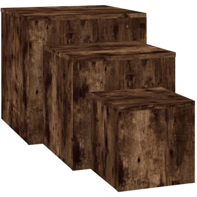 Image of vidaXL Side Tables 3 pcs Smoked Oak Engineered Wood